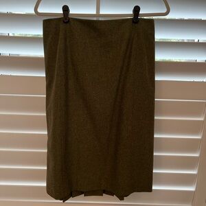 Etro Classic Pleated Olive Pencil Skirt